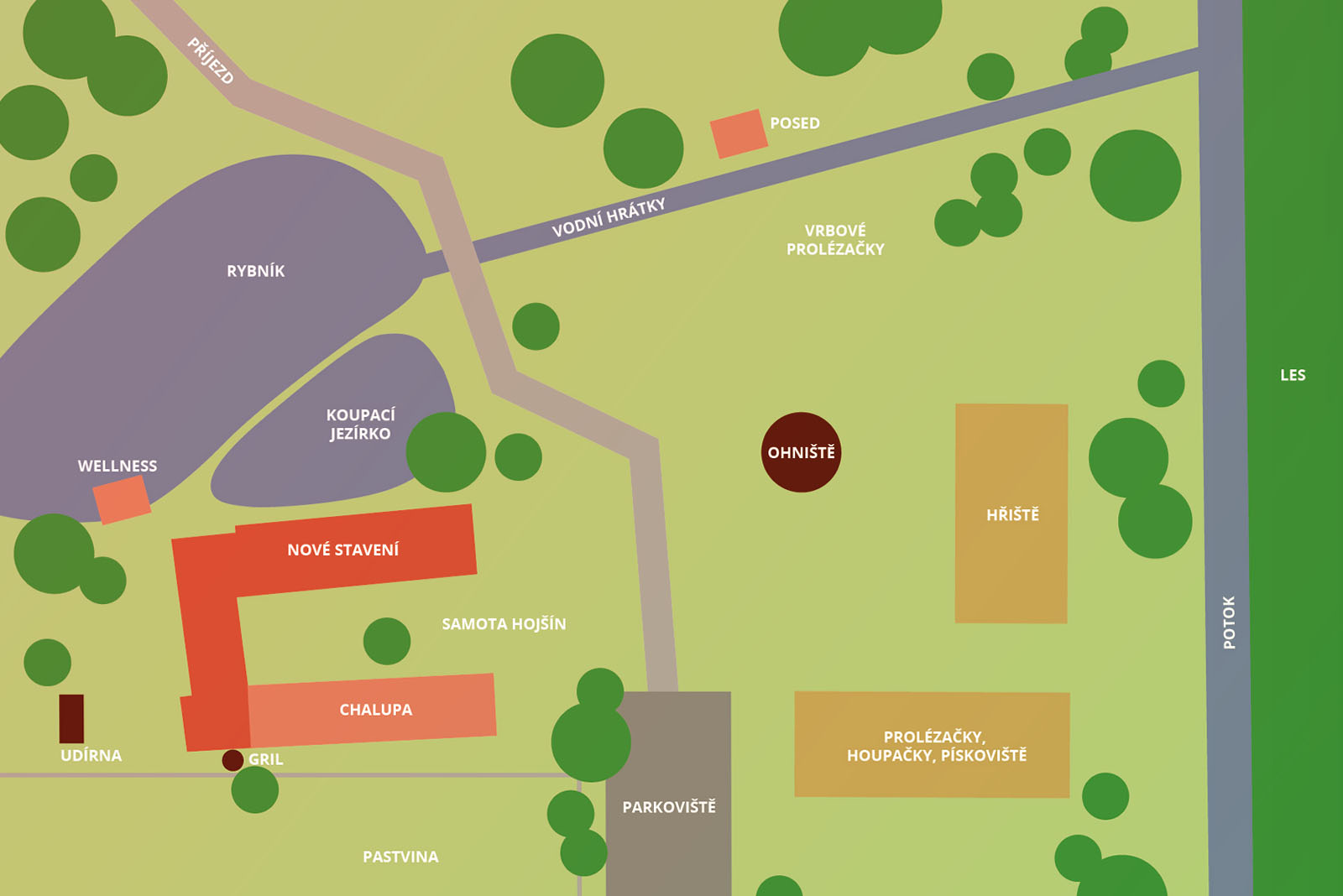 Mapa areálu Samota Hojšín